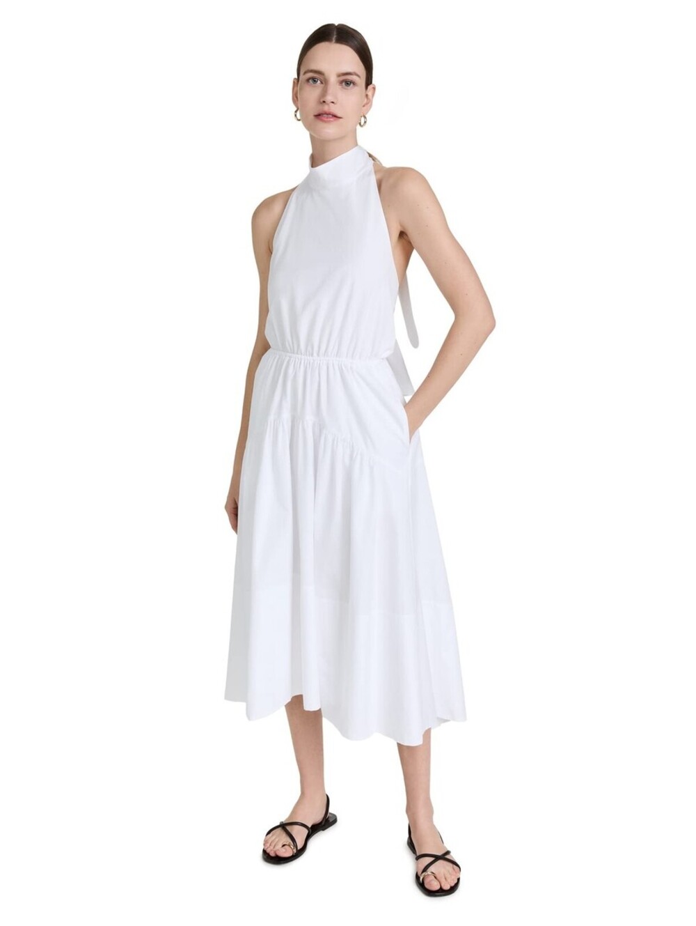 Vince Draped Neck Halter Womans Dress Optic White Size M